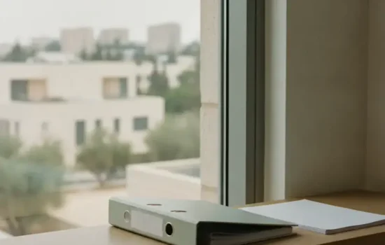 קלסר סגור על מדף במשרד רואה חשבון
