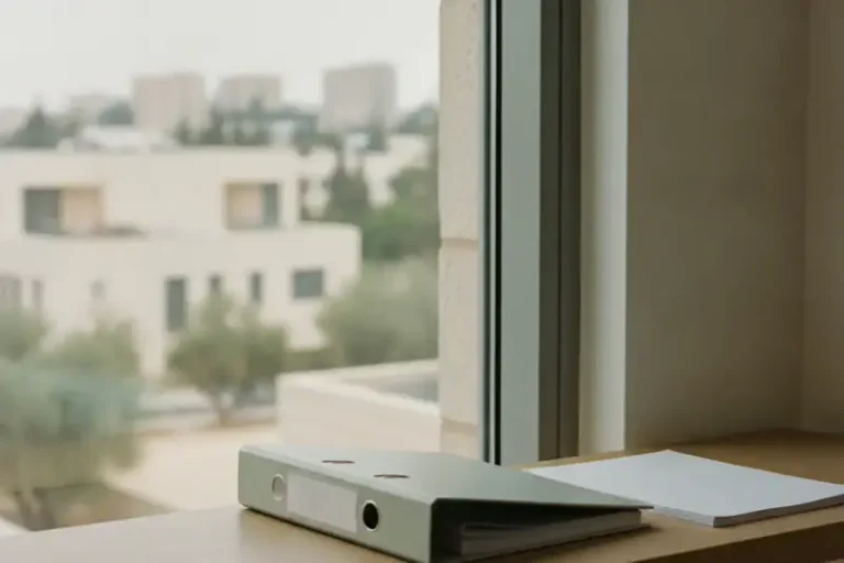 קלסר סגור על מדף במשרד רואה חשבון