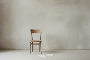 חדר כמעט ריק עם כיסא בודד ליד קיר