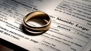 טבעות נישואין, פנקס צ'קים, יומן עסקי, מפתחות בית ומסמך משכנתא
