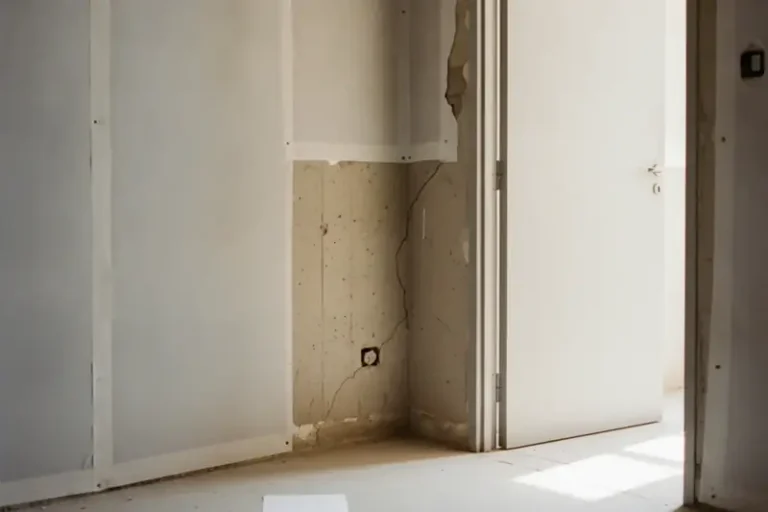 פינת קיר עם נזק קל וכיסוי ניילון